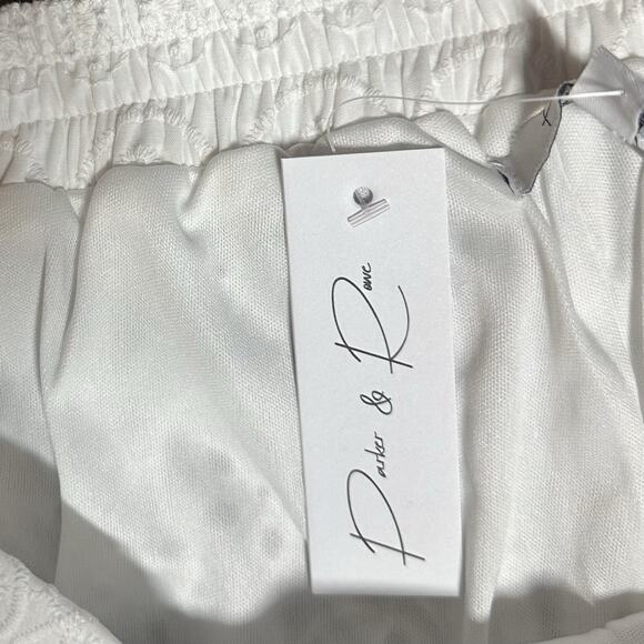 Parker & Rowe White Eyelet Lace Shorts Lined Summer Festival Elastic Waist Sz XL - Picture 5 of 9